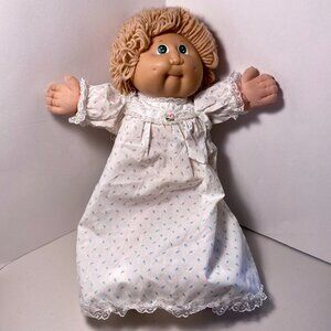 1983 Cabbage Patch Kids Doll Green Eyes Short Curly Blonde Hair CPK Outfit+Shoes